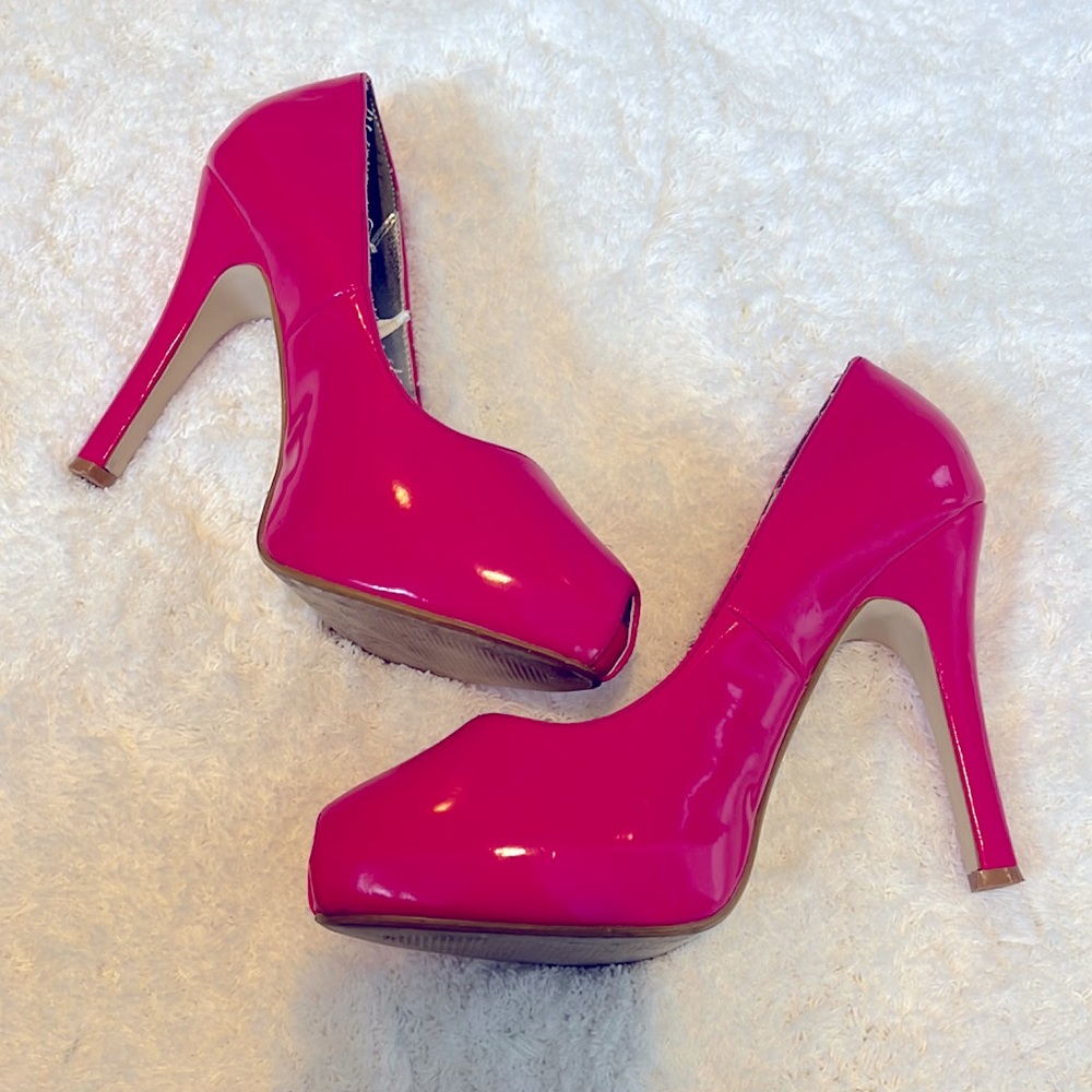 Hot Pink Peep-Toe Heels